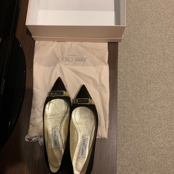 Jimmy Choo suede patent black flats 38.5 - Picture 3 of 5